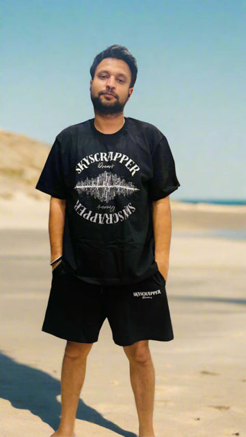 DripSquadx Unisex Premium Skyscrapper Black Co-ord Set