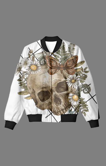 Unisex Elegance in Chaos Bomber Jacket White 240 GSM Fleece | Dripsquadx