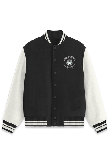 Unisex Unapologetic Me Varsity Jacket Black 300 GSM Premium cotton | Dripsquadx Bold, Fierce, and Timeless