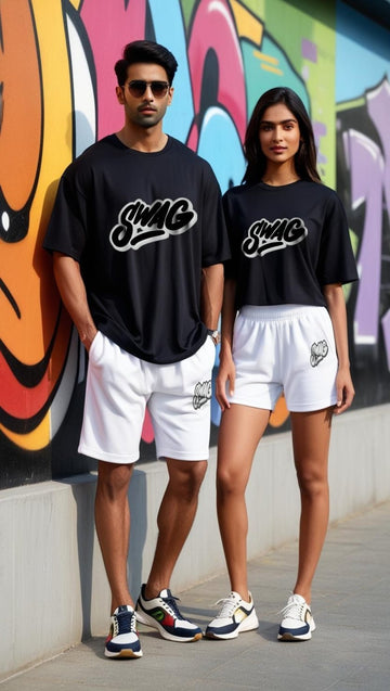 DripSquadx Unisex Premium French Terry Black and White SWAG Co-ord Set
