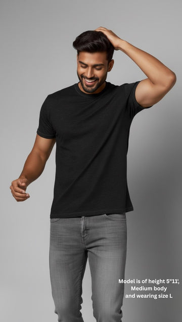 Unisex Premium Super Combed Cotton Classic Crew Black T-Shirt