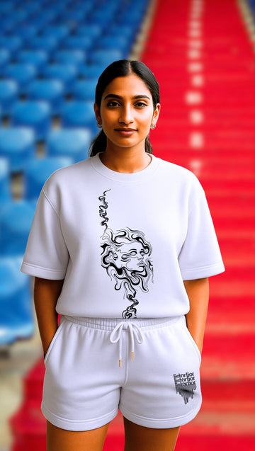 DripSquadx Unisex Premium French Terry Distortion White Co-ord Set