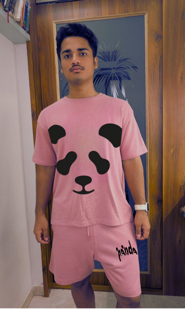 DripSquadx Unisex Premium French Terry Panda Coral Blush Co-ord Set