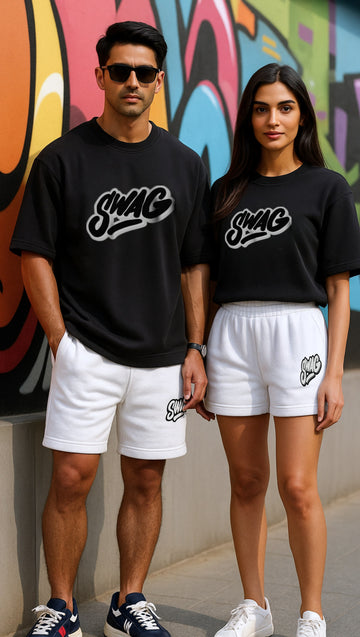 DripSquadx Unisex Premium French Terry Black and White SWAG Co-ord Set