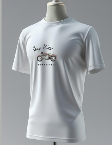 Cotton Stretch Stay Wild T-shirt White Unisex Premium cotton | Dripsquadx