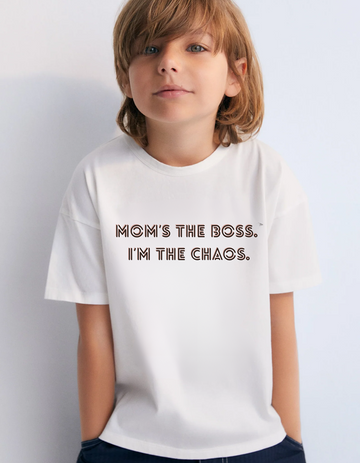 Drip SquadX "Mom Is Boss. I Am Chaos." – Toddler Tshirt with Double-Sided Fun