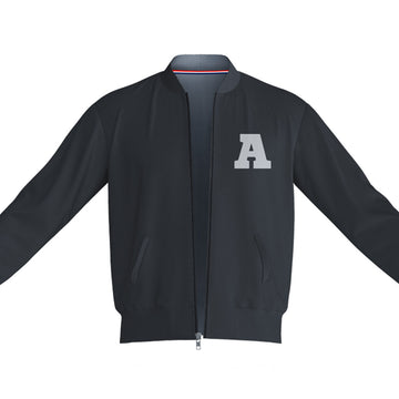 Unisex Letter A Bomber Jacket Black 240 GSM Premium cotton | Dripsquadx