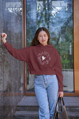 Regular Peace Crop Hoodie 320 GSM Premium cotton | Dripsquadx