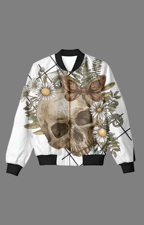 Unisex Elegance in Chaos Bomber Jacket White 240 GSM Fleece | Dripsquadx