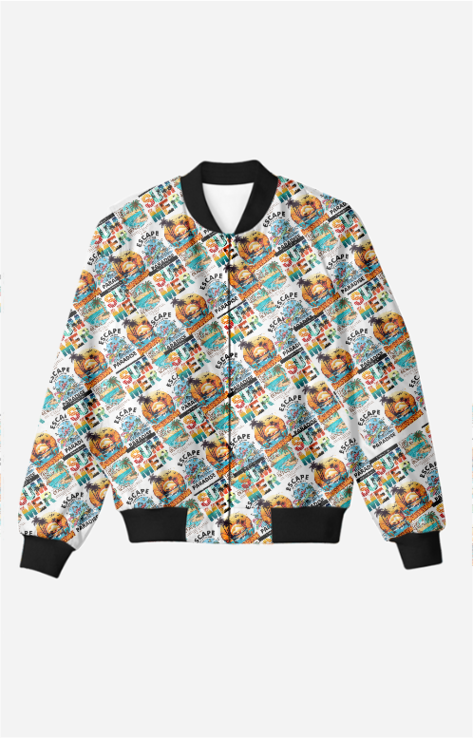 Unisex Summer-Themed Bomber Jacket Printed 240 GSM Fleece | Dripsquadx
