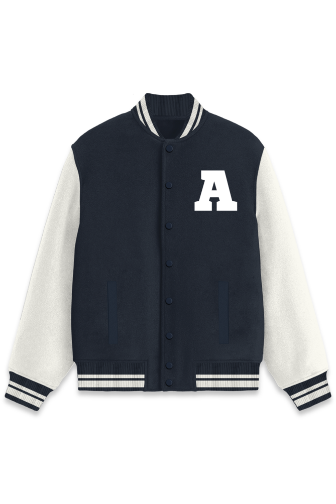Unisex Letter A Varsity Jacket Black 300 GSM Premium cotton | Dripsquadx
