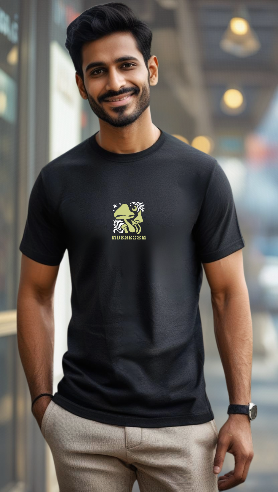 Unisex Mushrooms Supima T-shirts Black Premium cotton | Dripsquadx