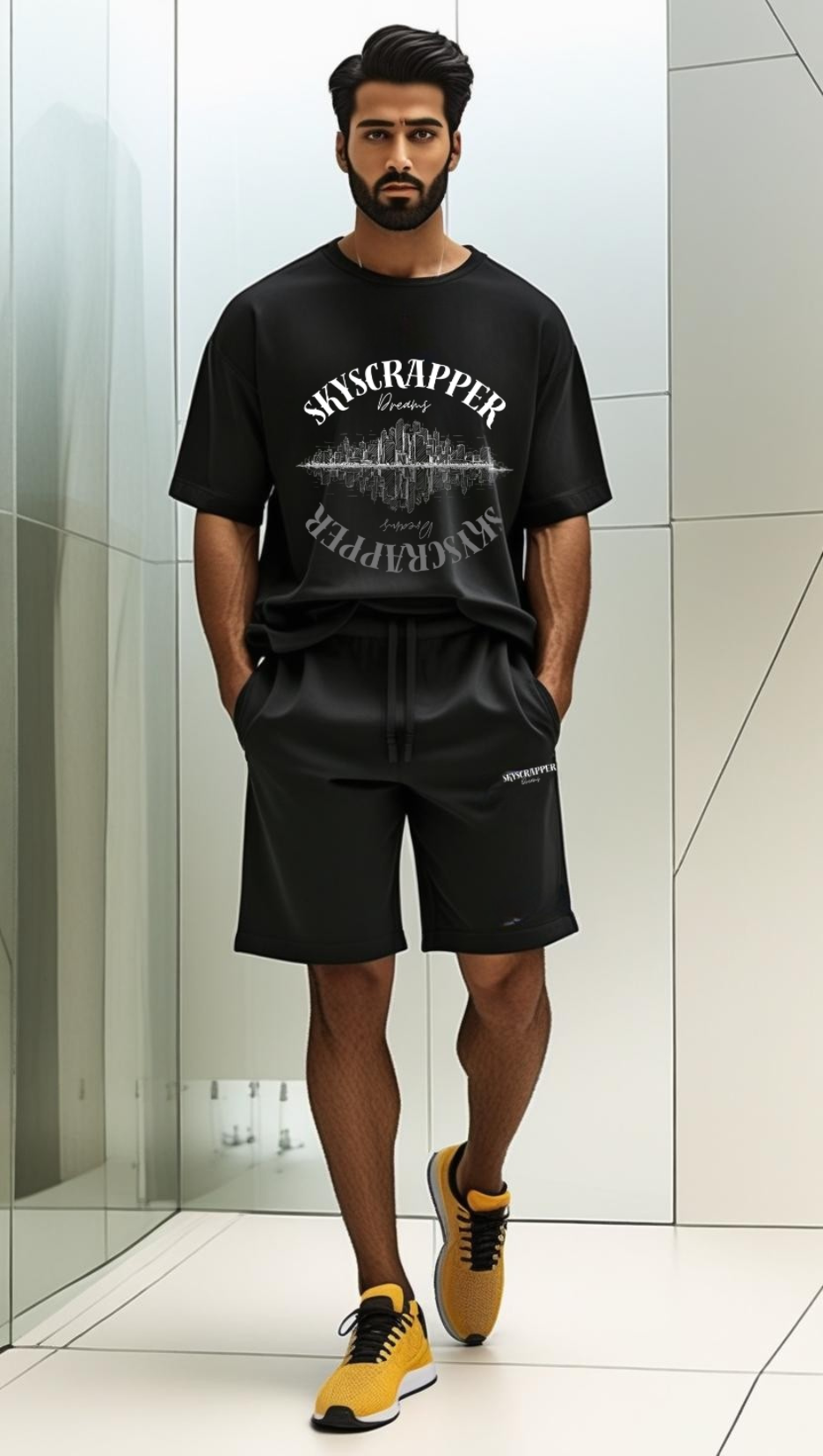 DripSquadx Unisex Premium Skyscrapper Black Co-ord Set