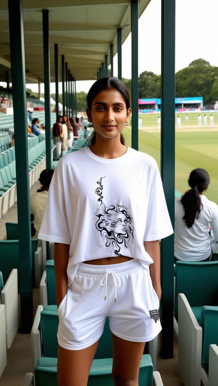 280 GSM cotton with white Coord Set with Distortion Design on girl