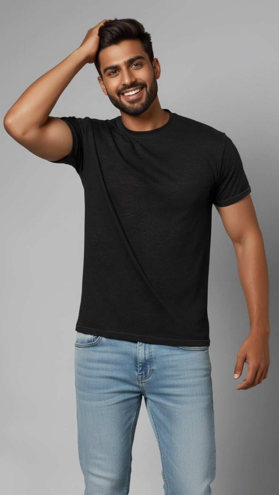 Unisex Premium Super Combed Cotton Classic Crew Black T-Shirt