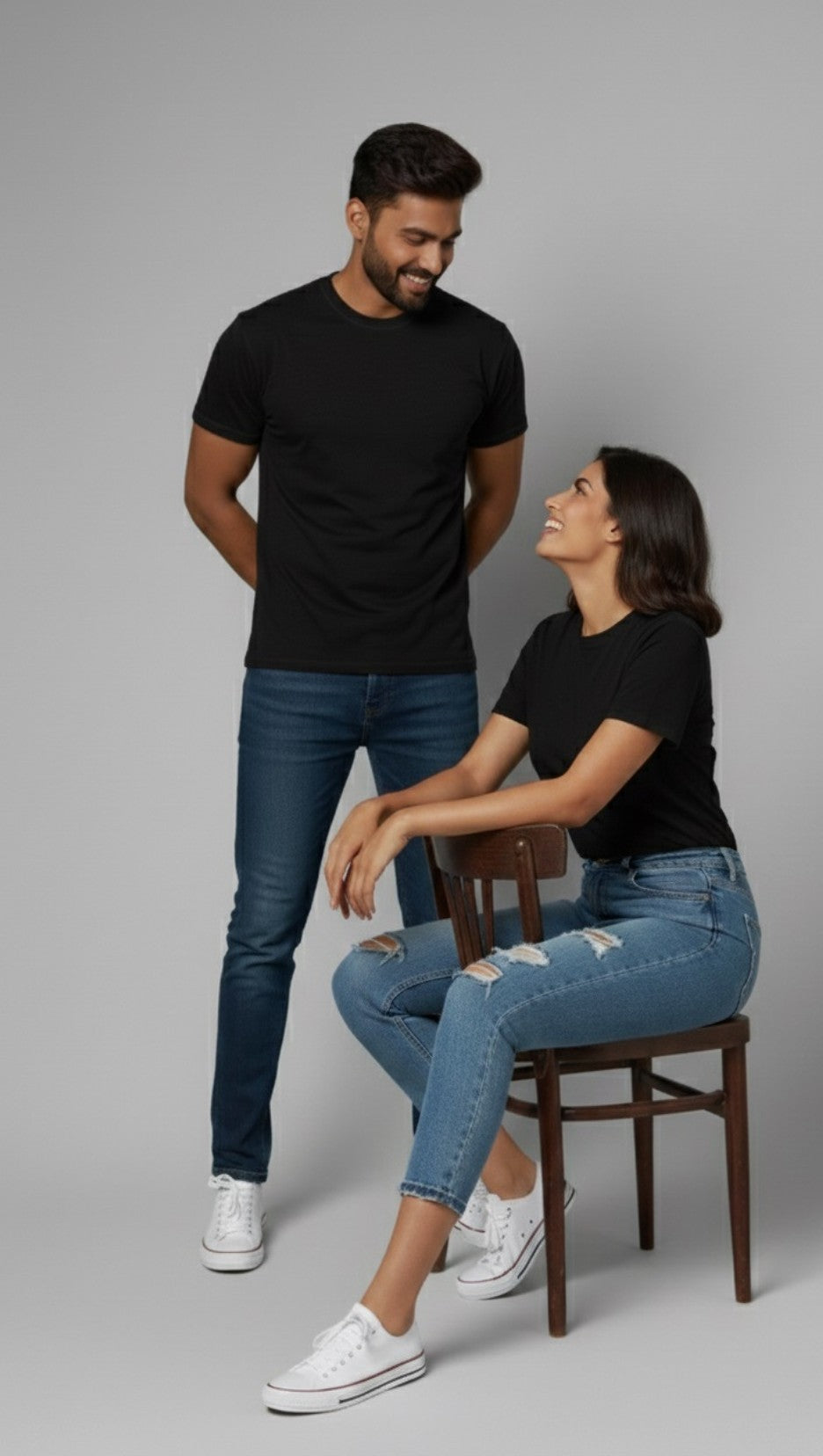 Unisex Premium Super Combed Cotton Classic Crew Black T-Shirt