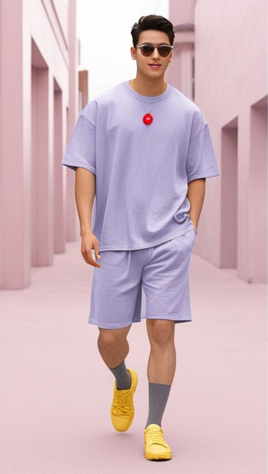 DripSquadx Unisex Premium French Terry Lavender Plain Co-ord Set