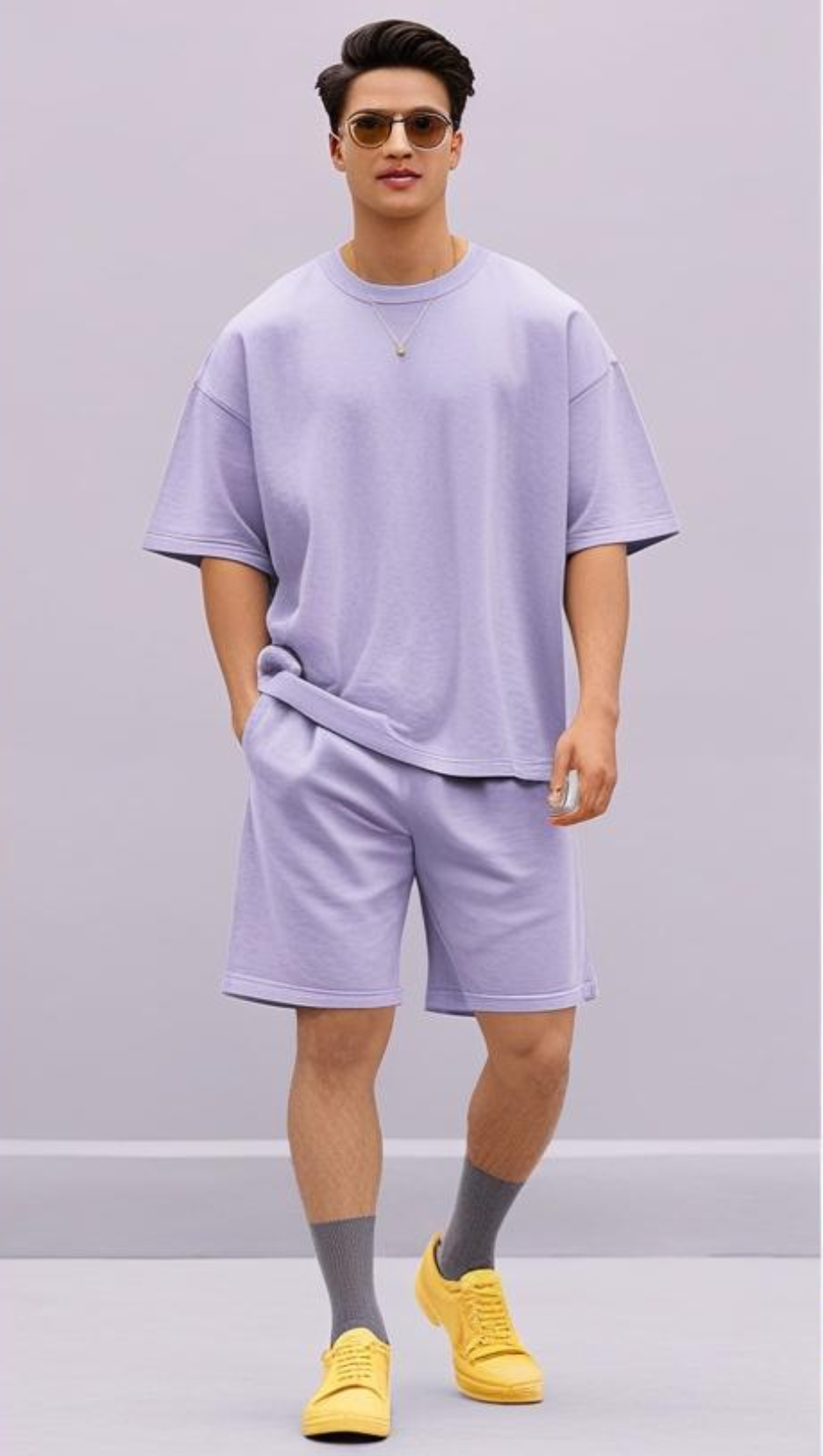 DripSquadx Unisex Premium French Terry Lavender Plain Co-ord Set
