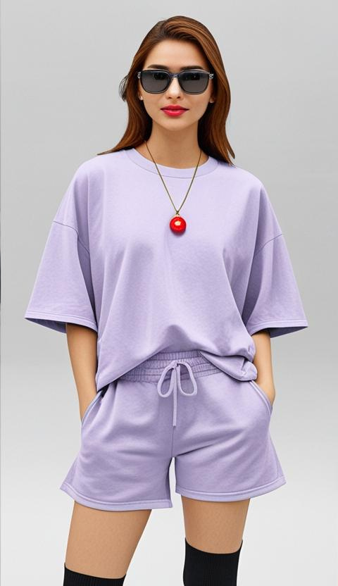 DripSquadx Unisex Premium French Terry Lavender Plain Co-ord Set