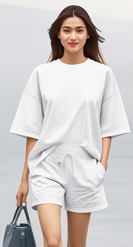 DripSquadx Unisex Premium French Terry White Plain Co-ord Set