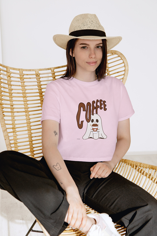Drip SquadX Women Coffee Ghost Crop Top