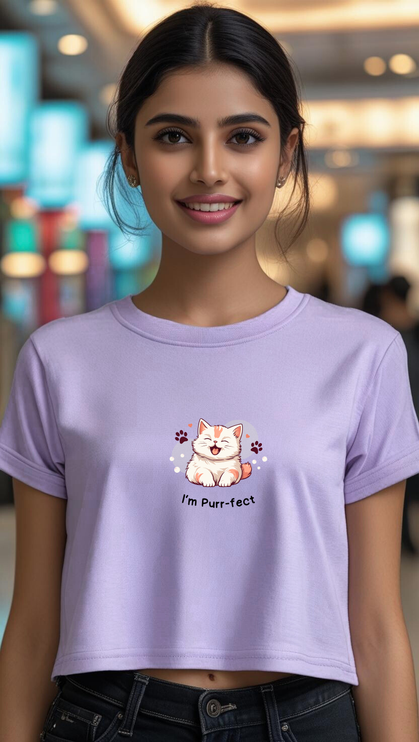 PurrFect Cat Premium Cotton Crop Top