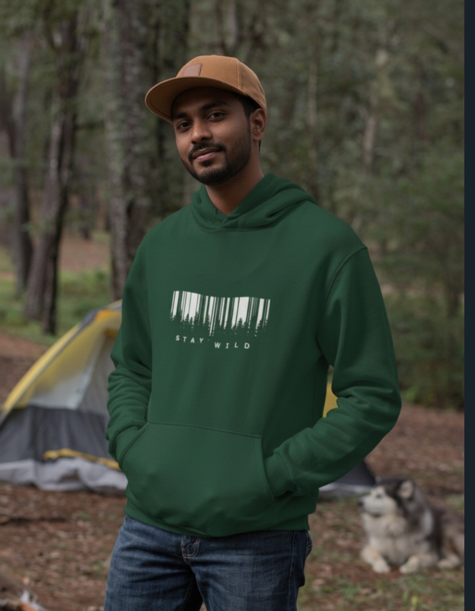 The Stay Wild Premium Cotton Hoodie (320 GSM) in Deep Bottle Green