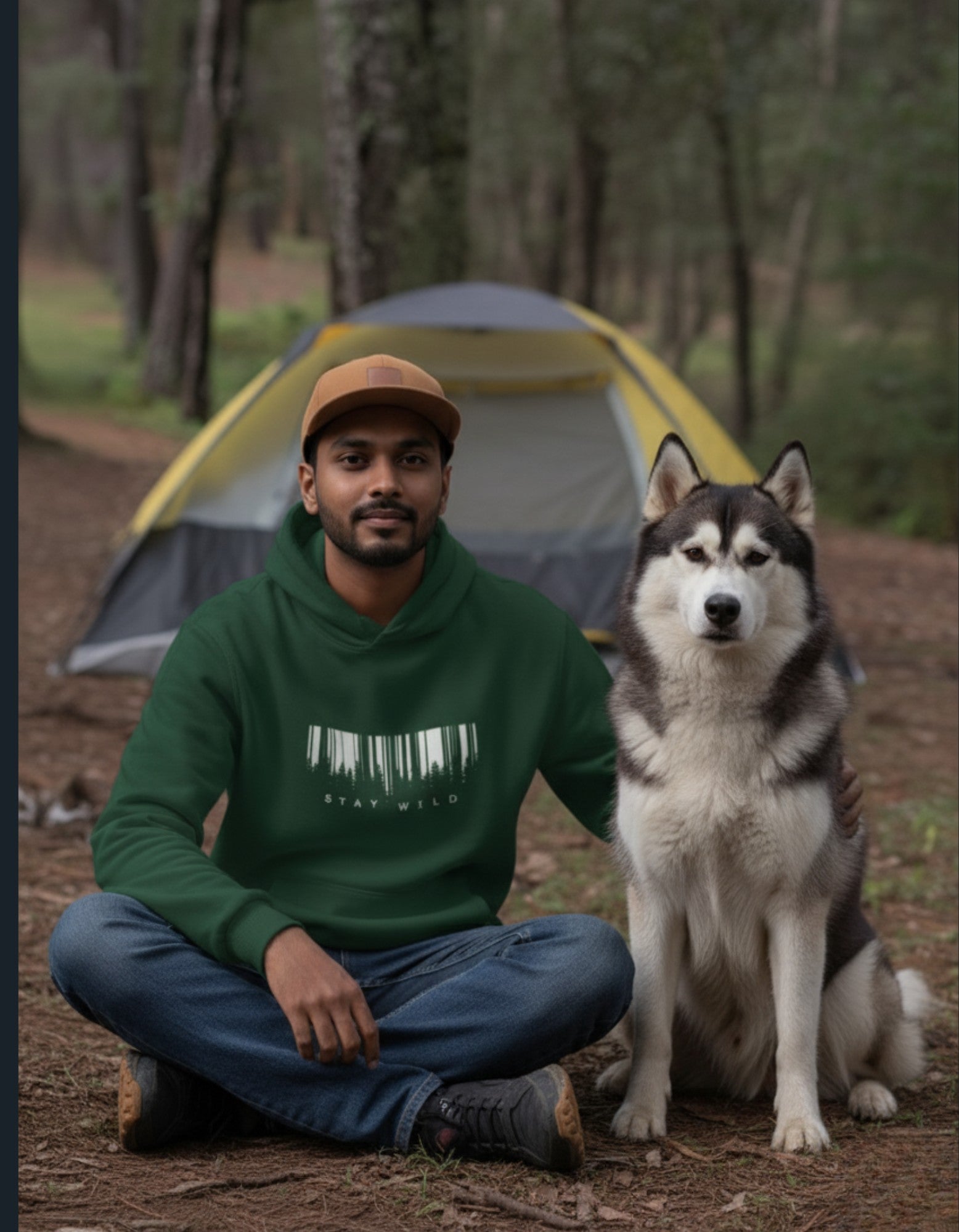 The Stay Wild Premium Cotton Hoodie (320 GSM) in Deep Bottle Green