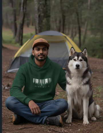 The Stay Wild Premium Cotton Hoodie (320 GSM) in Deep Bottle Green