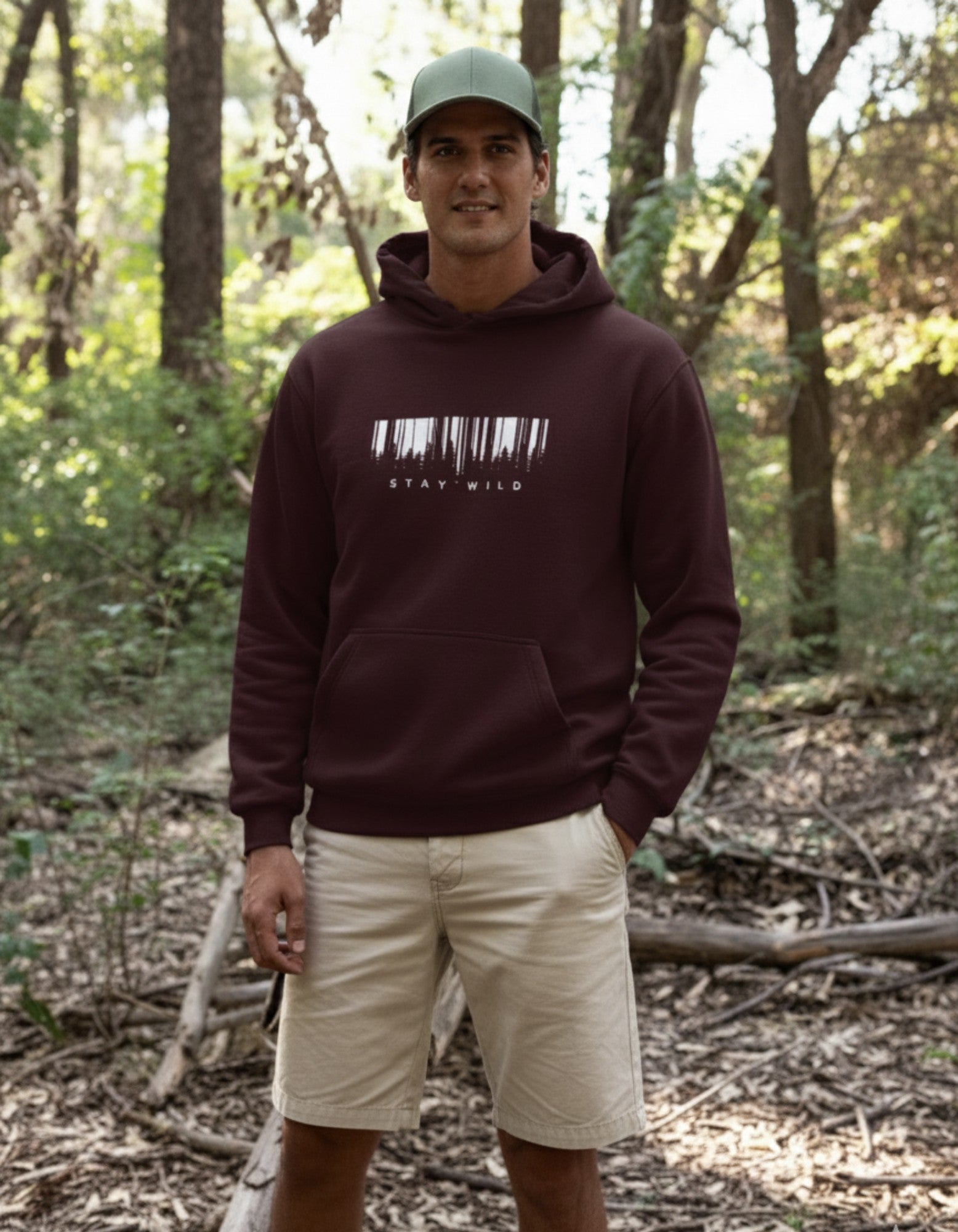 The Stay Wild Premium Cotton Hoodie (320 GSM) in Luxurious Maroon