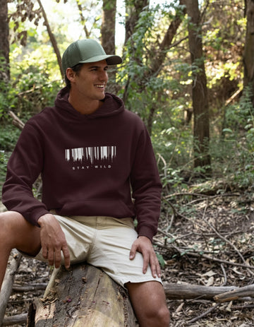 The Stay Wild Premium Cotton Hoodie (320 GSM) in Luxurious Maroon