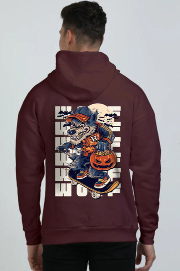 Oversized Wolf Hoodie Maroon N More 400 GSM Premium cotton | Dripsquadx