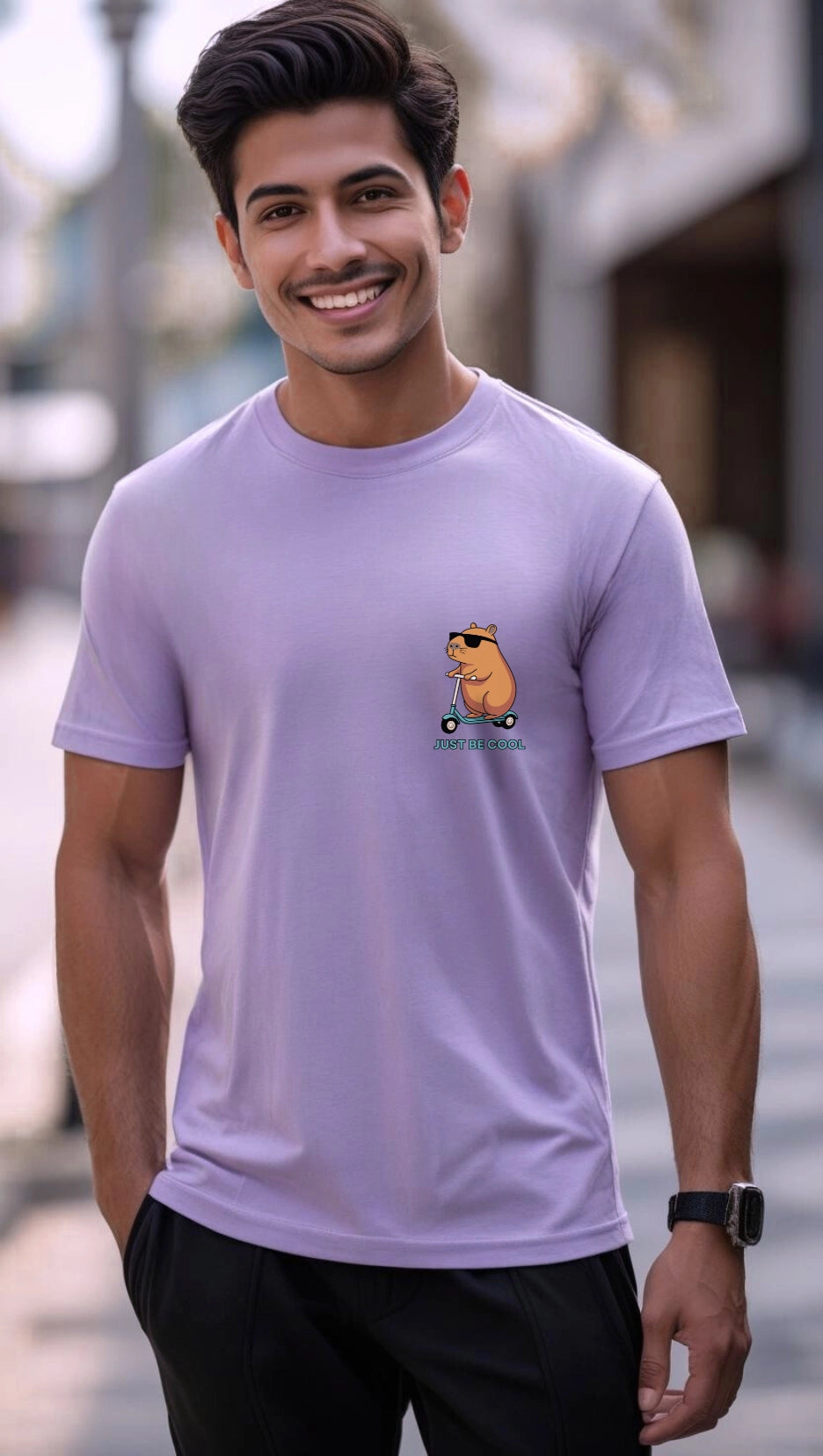Unisex Just Be Cool Supima Lavender T-shirts Premium cotton | Dripsquadx