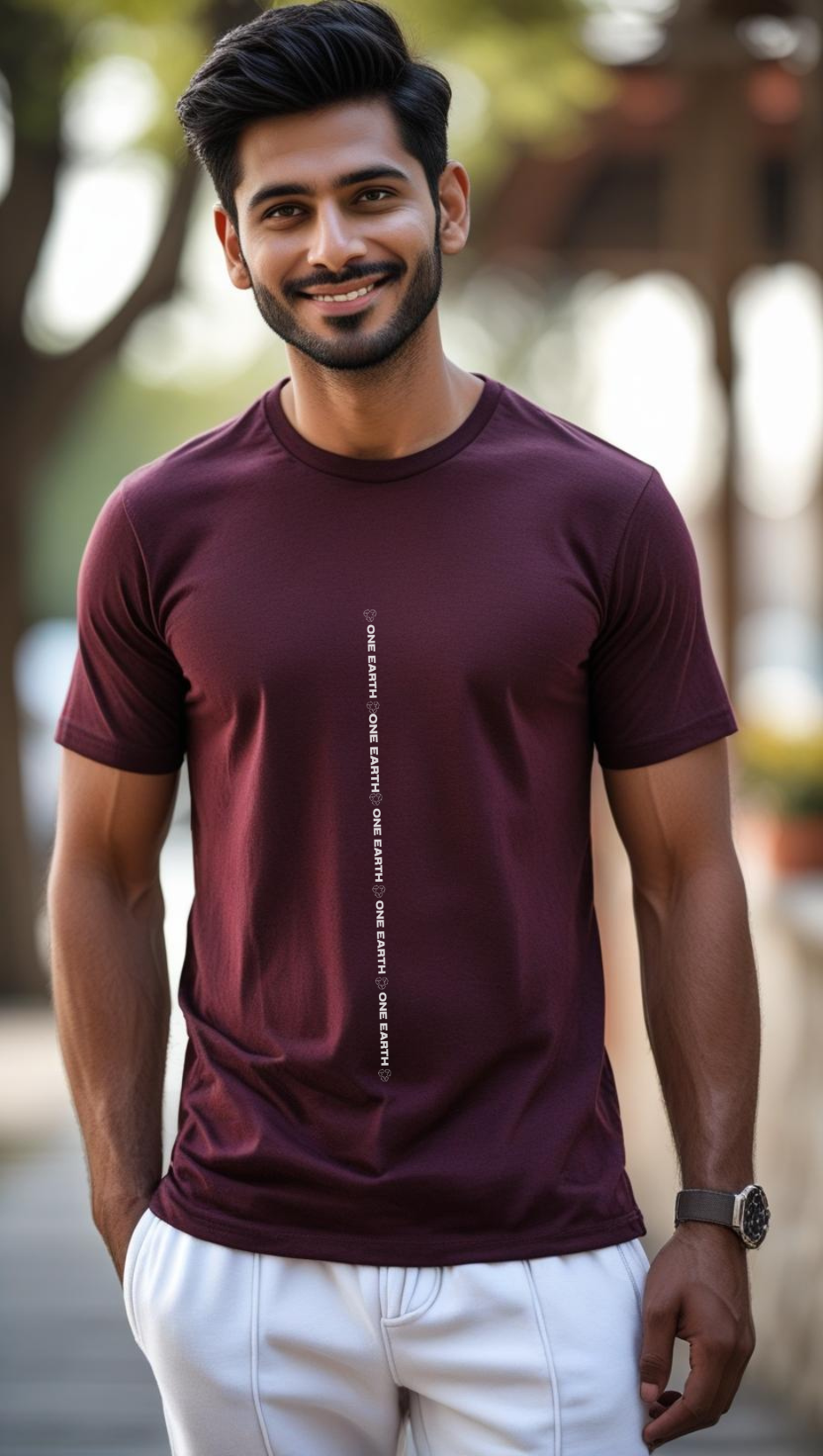 Unisex One Earth Supima T-shirts Maroon Premium cotton | Dripsquadx
