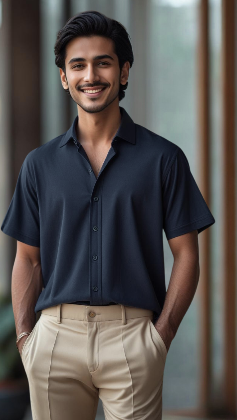 Unisex oversized Plain Knitted shirts Navy Blue 240 GSM Premium cotton | Dripsquadx