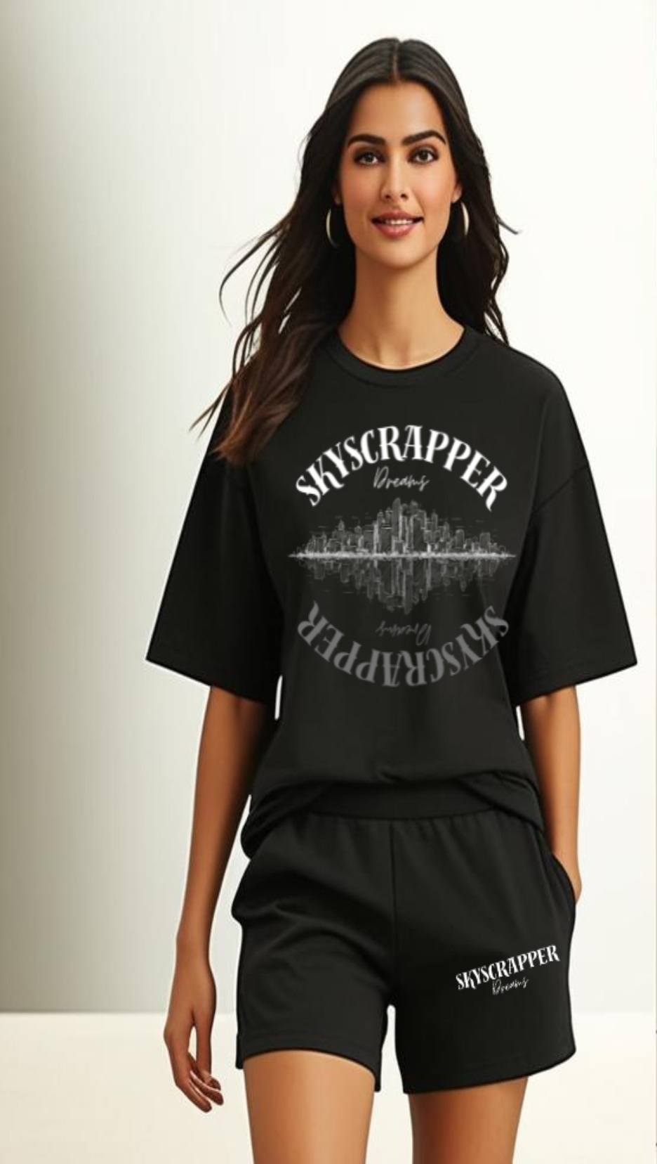 DripSquadx Unisex Premium Skyscrapper Black Co-ord Set