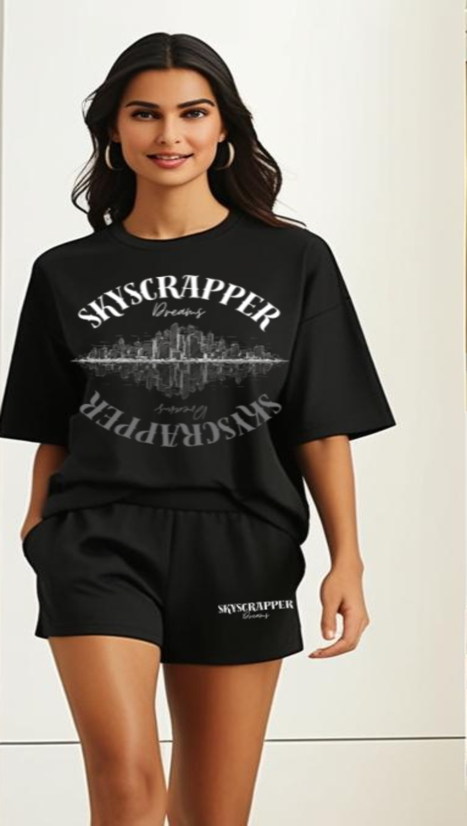 DripSquadx Unisex Premium Skyscrapper Black Co-ord Set