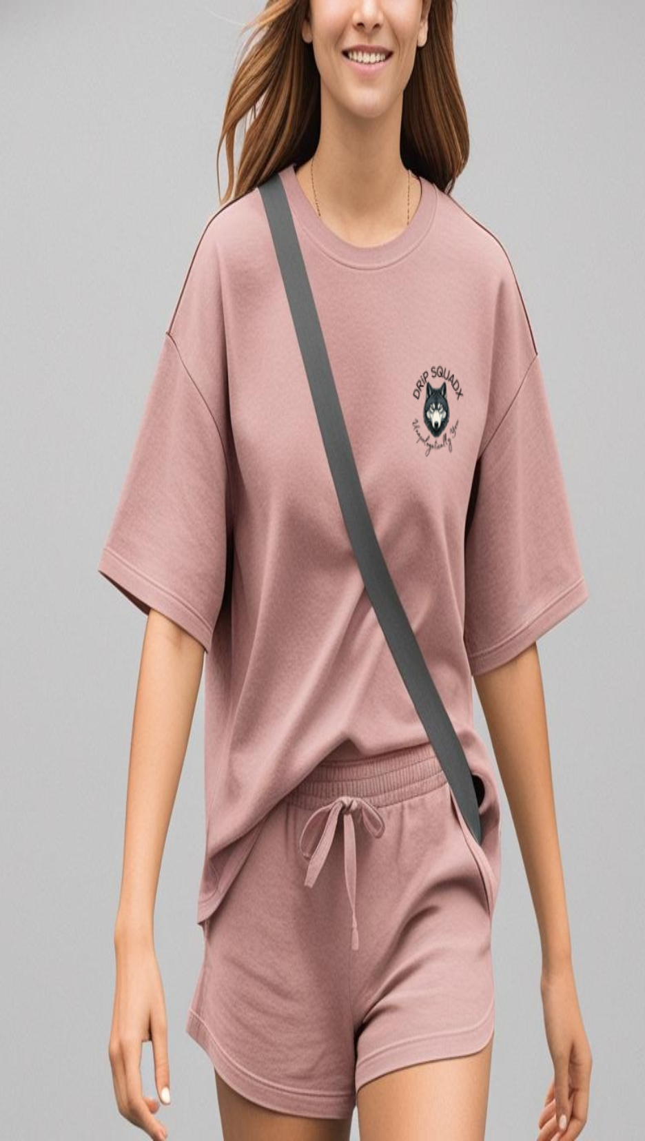 DripSquadx Unisex Premium Embroidered French Terry Coral Blush Co-ord Set – Comfort Meets Style on the Go!