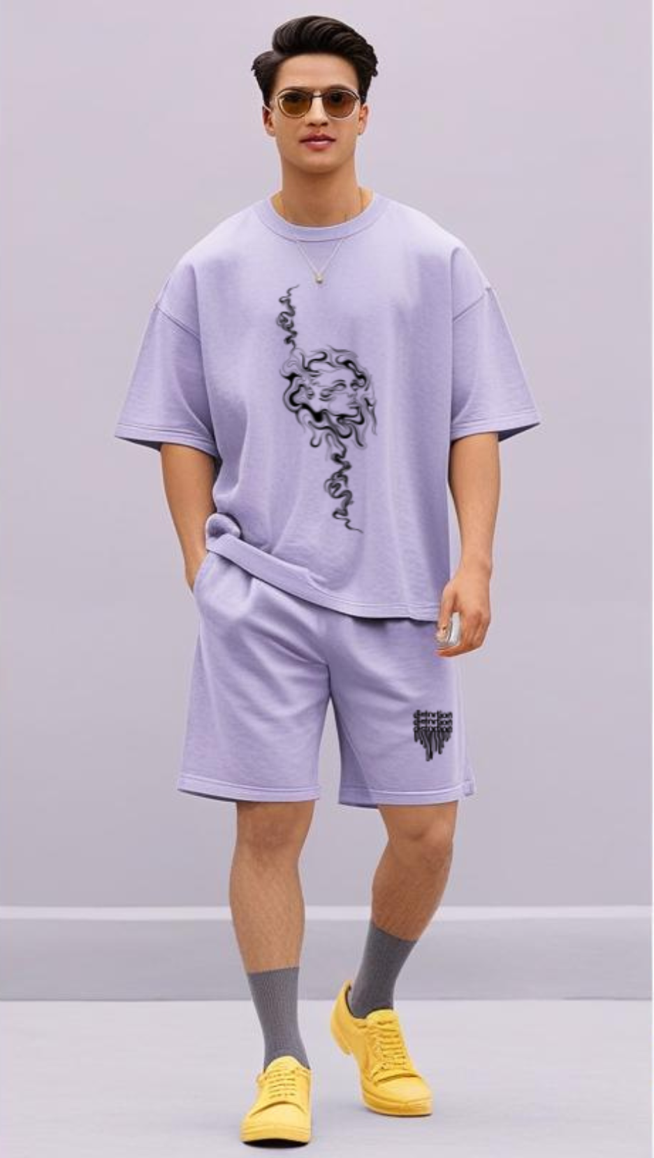 DripSquadx Unisex Premium French Terry Distortion Lavender Co-ord Set