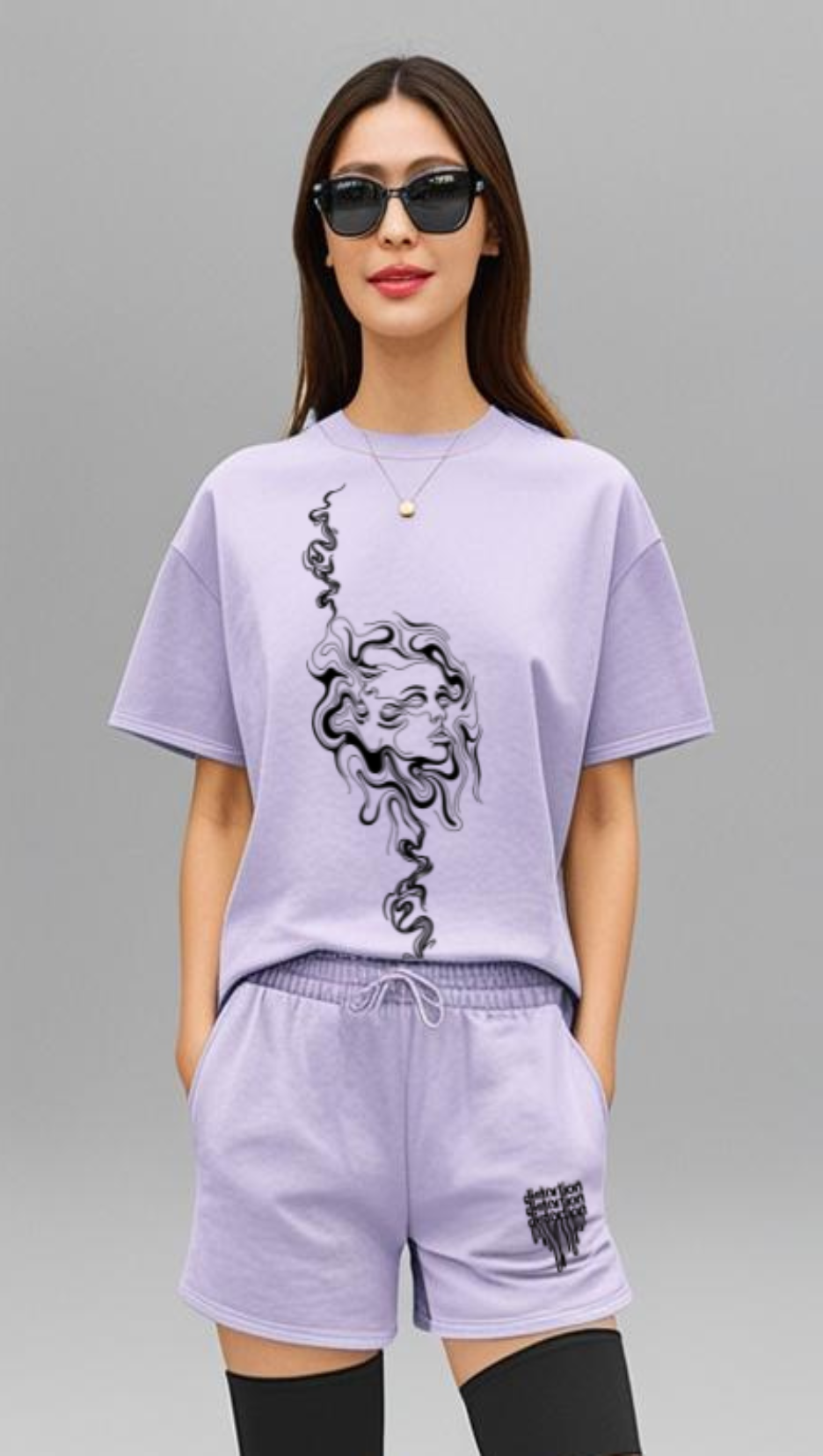 DripSquadx Unisex Premium French Terry Distortion Lavender Co-ord Set