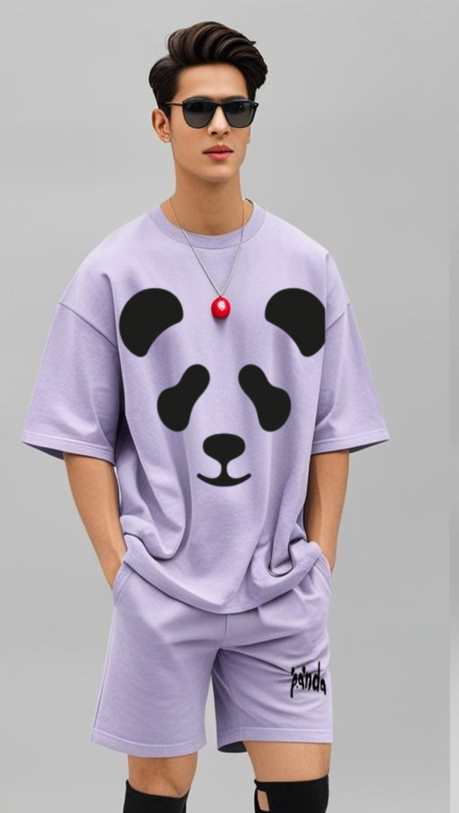 DripSquadx Unisex Premium French Terry Panda Lavender Co-ord Set
