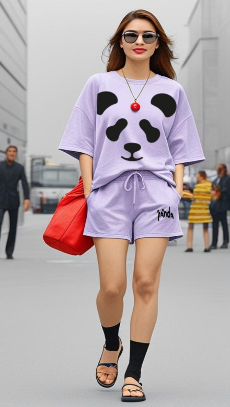 DripSquadx Unisex Premium French Terry Panda Lavender Co-ord Set