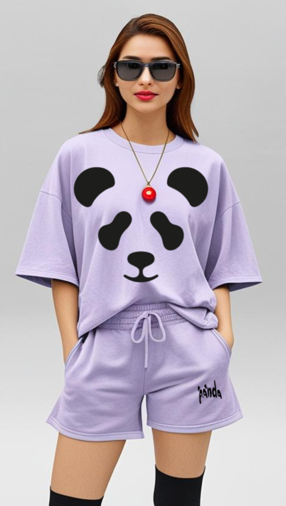 DripSquadx Unisex Premium French Terry Panda Lavender Co-ord Set