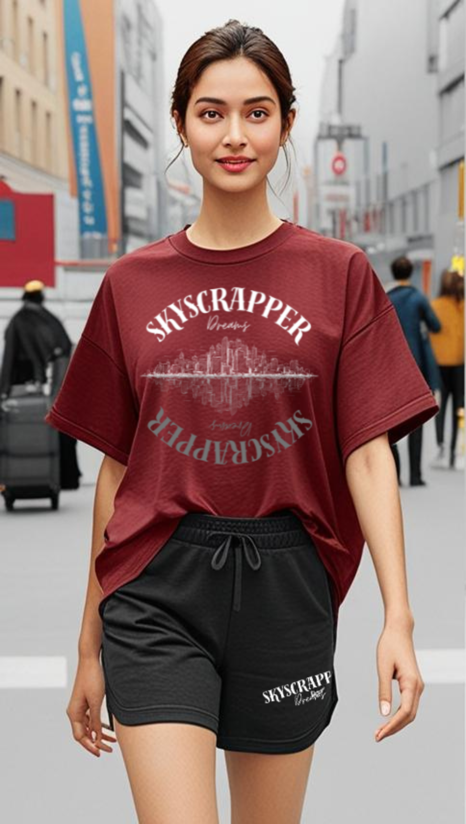 Drip SquadX Unisex Terry Oversize  Skyscrapper Maroon Co-ord Set