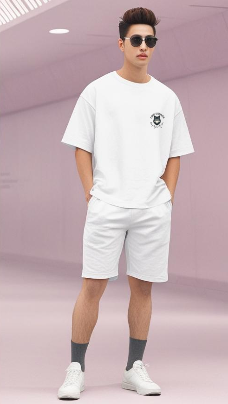 DripSquadx Unisex Premium French Terry Embroidered White Co-ord Set – Comfort Meets Style on the Go!