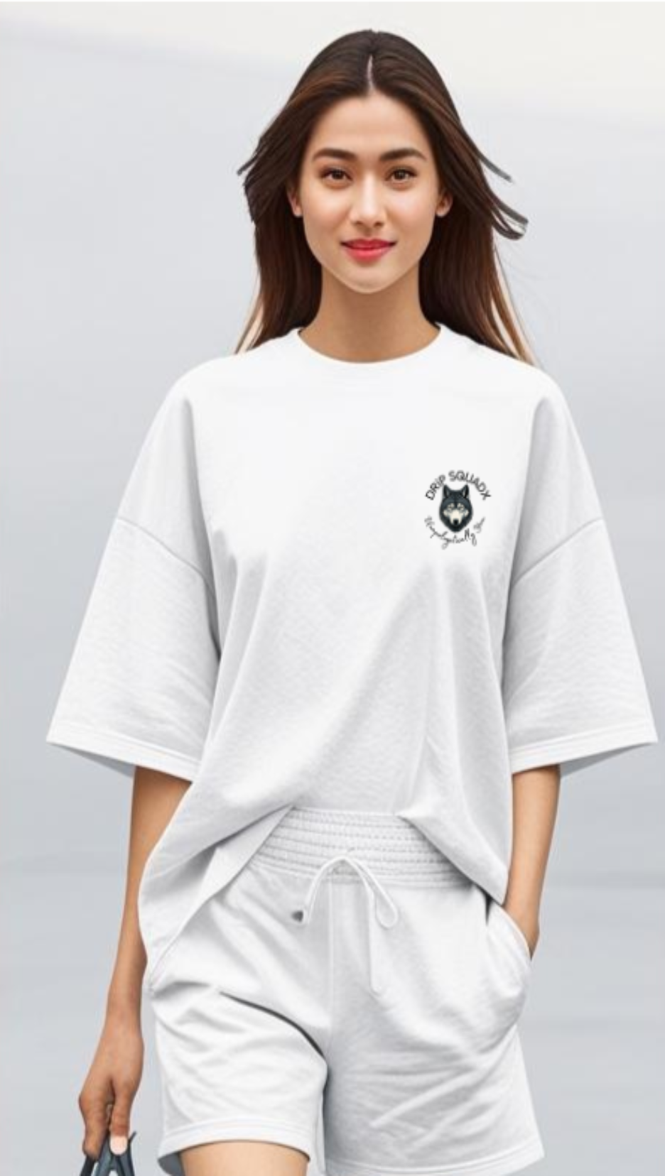 DripSquadx Unisex Premium French Terry Embroidered White Co-ord Set – Comfort Meets Style on the Go!