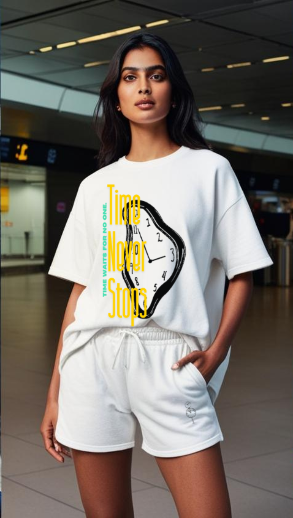 DripSquadx Unisex Premium French Terry Time White Co-ord Set