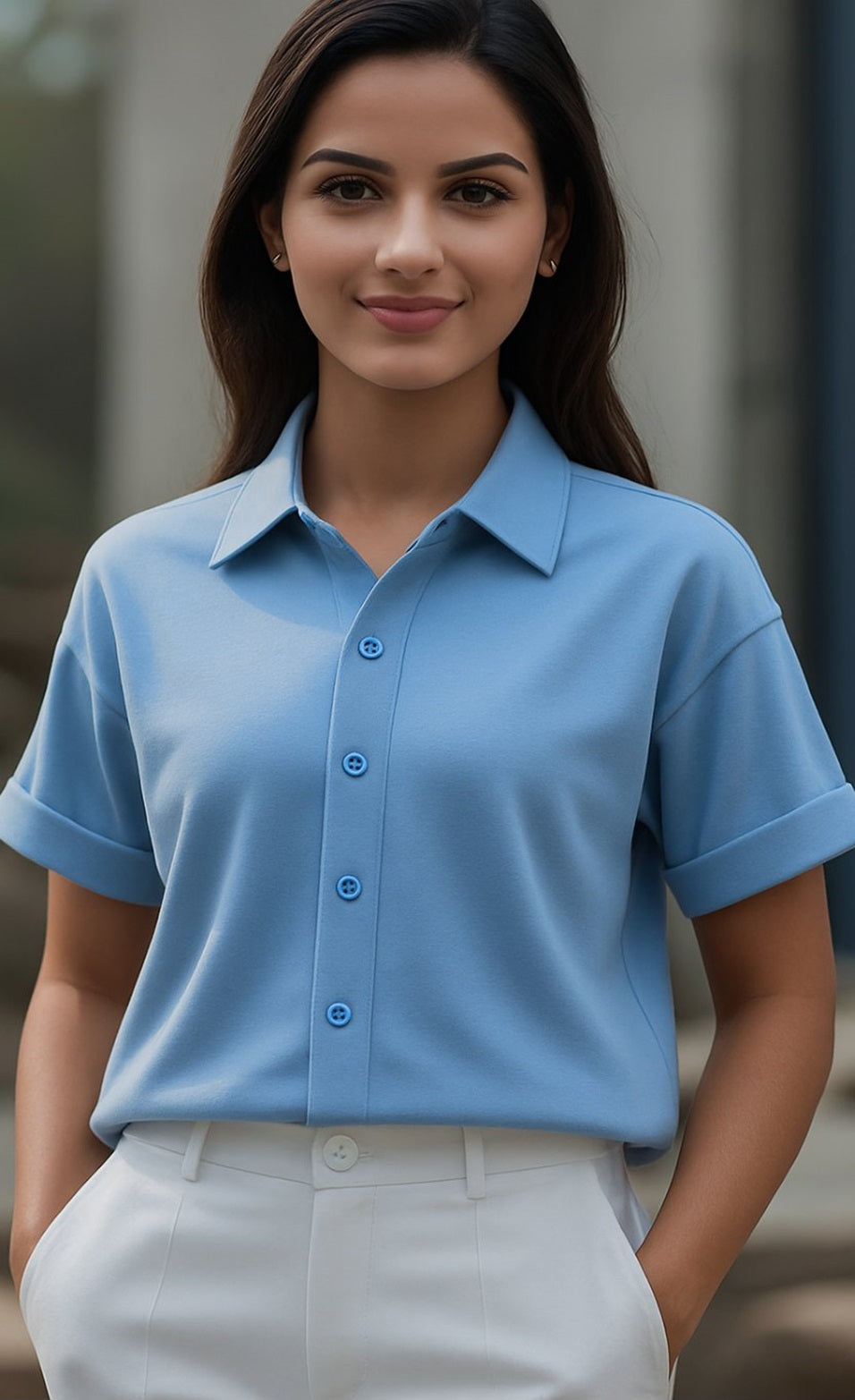 Unisex oversized Plain Knitted shirts Baby Blue 240 GSM Premium cotton | Dripsquadx