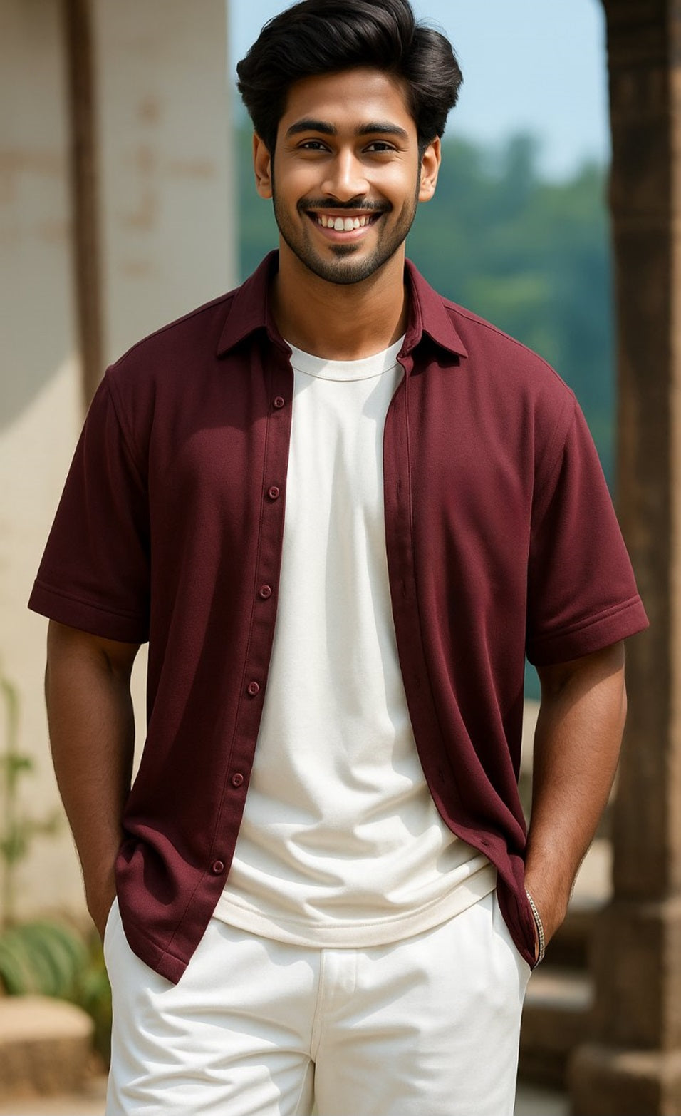 Unisex oversized Plain Knitted shirts Maroon 240 GSM Premium cotton | Dripsquadx