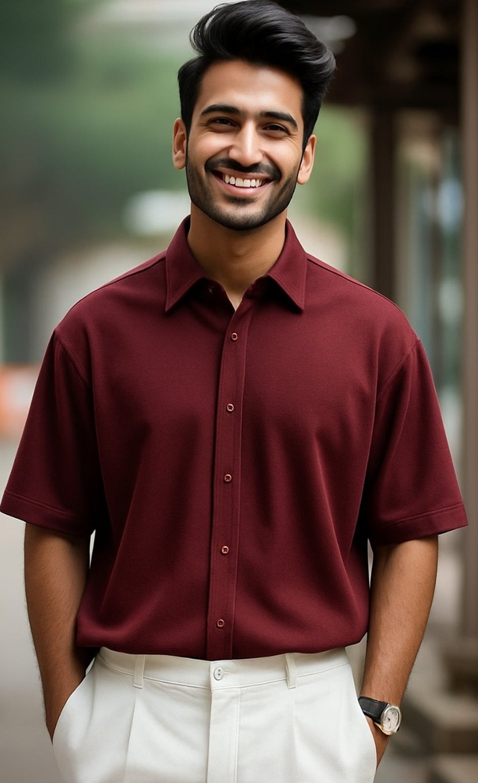 Unisex oversized Plain Knitted shirts Maroon 240 GSM Premium cotton | Dripsquadx